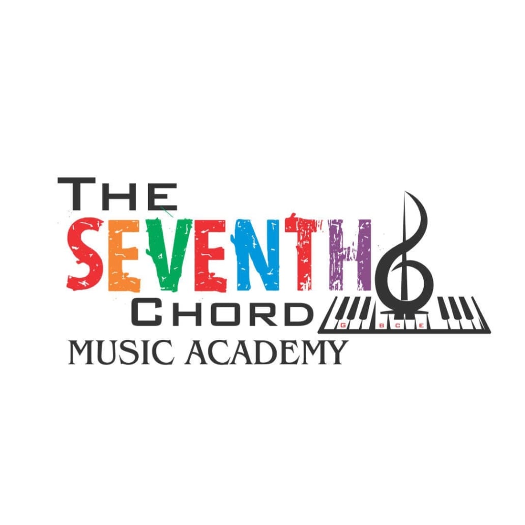 The Seventh Chord Music Academy logo with colorful lettering, treble clef, and piano keys